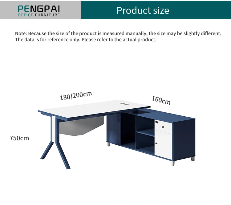 Simple Design Executive Office Desk L-Shape Manager Office Table with Aluminum Legs